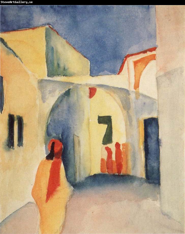 August Macke Bilck in eine Gasse in Tunis